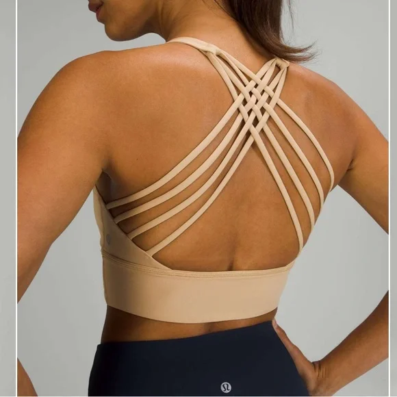 EUC Lululemon Free to Be High-Neck Longline Bra Wild Light Support Pecan Tan - Picture 1 of 8